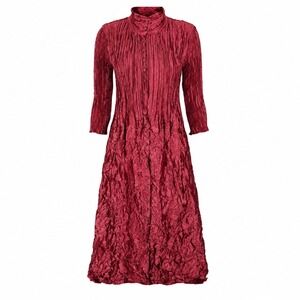 NWT Alquema Metallic Nehru Coat Dress Ruby Red 2 US 12-14